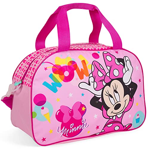 Minnie Mouse Sporttasche für Kleine Mädchen - Rosa Kinder Schwimmtasche Wasserdicht mit Minni Maus - Umhängetasche Duffel Bag Pink für Kleinkind Kindergarten - 42x28x21 cm - Perletti von PERLETTI