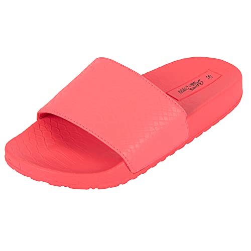 PERLETTI Pantoletten Damen Schlangenleder Muster - Mädchen Hausschuhe Sommer Haus Strand - Frauen Schlappen Tiermuster Laufkomfort Bequem - Flache Schlapfen Wasserdicht (1 Riemen Pink, Numeric_39) von PERLETTI