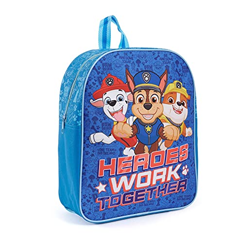 PERLETTI Paw Patrol Rucksack Kinder 3 4 5 6 Jahre - Kindergartenrucksack Kleine Jungen Kindergarten Vorschule - Blauer Kindertasche Backpack mit Marshall Chase Rubble Helfer auf 4 Pfoten - 30x24x10 cm von PERLETTI