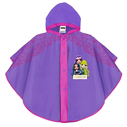 PERLETTI Rainbow High Violett Kinder Regenponcho Wasserdicht Violett - Lila Regenjacke für kleine Mädchen aus Eva - Regen Cape Mädchen mit Knöpfe und Diamantmuster Kapuze von PERLETTI