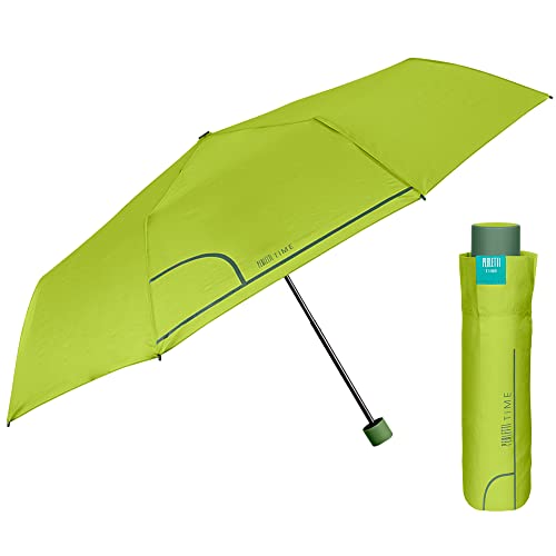 PERLETTI Regenschirm Damen Grün Kompakt - Farbige Taschenschirm Faltbar Windfest Stabil mit Manueller Öffnung - Kleiner Schirm Minischirm Sturmfest für Mädchen Jungen - Durchmesser 97 cm (Hellgrün) von PERLETTI