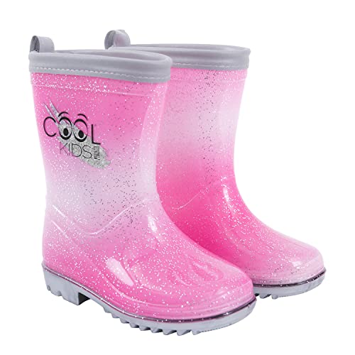 PERLETTI Rosa Gummistiefel für Kleine Mädchen - Pink Regen Stiefel Kleinkind Kindergarten 3 4 5 6 Jahre - Kinderstiefel Stiefeletten Reflektierend für Kinder Maedchen (Rosa Glitzer, numeric_24) von PERLETTI