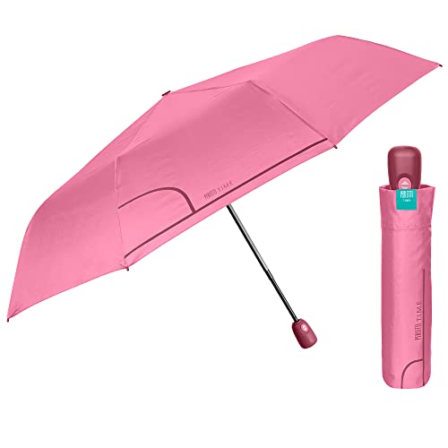 PERLETTI Rosa Regenschirm Damen Automatik Auf Zu - Frauen Taschenschirm Sturmfest Windischer Winddicht - Reise Mini Regen Schirm Klein Taschenregenschirm - Durchmesser 98 cm (Rosa) von PERLETTI