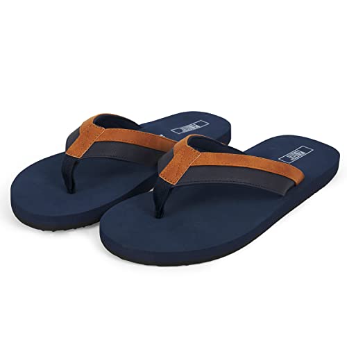 PERLETTI Sommer Hausschuhe Herren Jungen - Leichte Slippers Pantoletten Bequeme - Pantoffeln für Männer mit Rutschfester Sohle - Outdoor Zehentrenner Flip Flops Sommerschuhe (Flip-Flop Blau, 42 EU) von PERLETTI