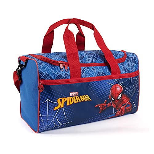 Spider Man Sporttasche Kinder Kindergarten - Spiderman Umhängetasche Schwimmtasche Blau für Kleine Jungen - Marvel Superheld Reisetasche Wasserdicht Kleinkind 3 4 5 6 Jahre - 35x22x15 cm - Perletti von PERLETTI