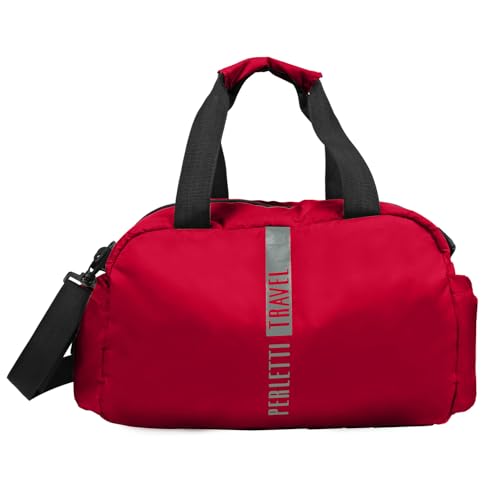 PERLETTI Reisetasche Ryanair 40 x 20 x 25 Herren Damen - Sporttasche Grün Rot Schwarz Weich Leicht Wasserdicht - Weekender Kabine Koffer 20 Liter - Reiserucksack Umhängetasche Lufthansa (Rot) von PERLETTI