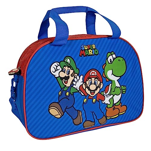 PERLETTI Super Mario Sporttasche für Kinder 3 4 5 6 Jahre - Schwimmtasche Badetasche Kleine Jungen mit Mario Luigi Yoshi - Kindergarten Tasche Kleinkinder für Sport Reisen Weekend - 28x41x21 cm von PERLETTI