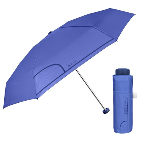 PERLETTI Taschenschirm Regenschirm Kompakt für Damen Frauen - Minischirm Super Klein Klappbar Mädchen mit Manueller Öffnung - Damenschirm Schirm mit Etui - Durchmesser 90 cm (Indigo) von PERLETTI