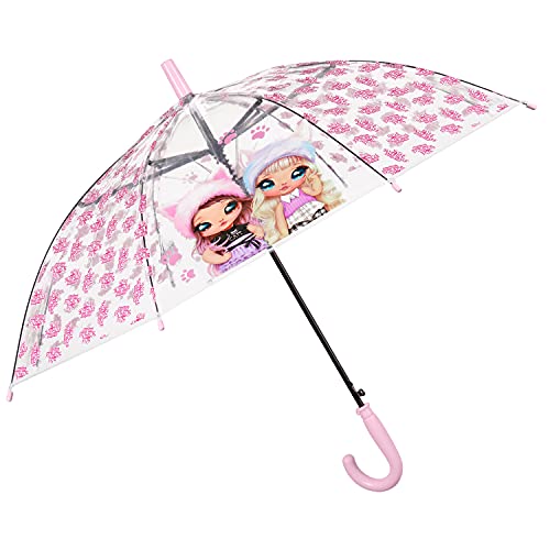 PERLETTI Transparent Regenschirm Na Na Na Surprise Mädchen - Kinderregenschirm Rosa Schirm Automatik Windfest - Kinder Stockschirm NaNaNa für Kleinkind 4/6 Jahren -Durchmesser 74 cm von PERLETTI