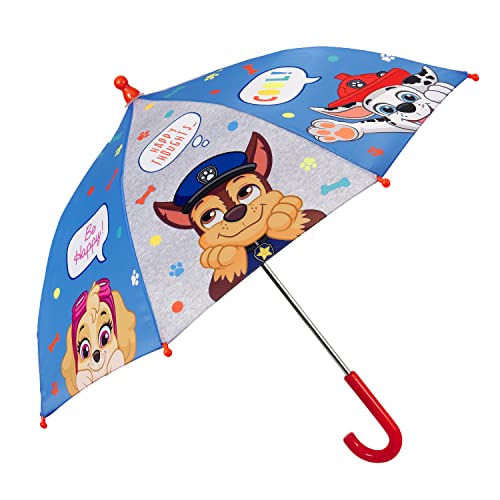 PERLETTI Paw Patrol Regenschirm Kinder 3 4 5 Jahre - Kinderschirm Helfer 4 Pfoten Marshall Chase Skye - Junge Kleinkind Schirm Kinderregenschirm Blau Robust - Durchmesser 66 cm Kids (Blau Grau) von PERLETTI