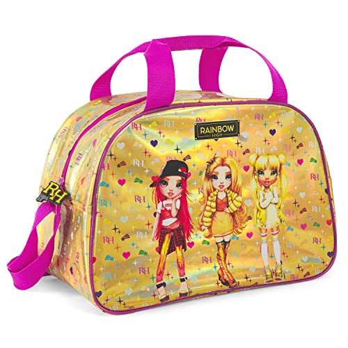 PERLETTI Rainbow High Sporttasche für Mädchen 4 5 6 Jahre - Gold Schwimmtasche Wasserdicht Kleine Kinder mit Regenbogen Puppen - Umhängetasche Duffel Bag für Kleinkind Kindergarten - 28x41x21 cm von PERLETTI