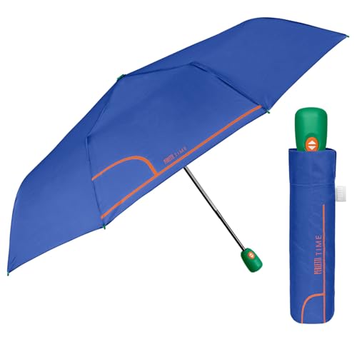 Regenschirm Damen Automatik Auf Zu mit 2 Farben - Frauen Taschenschirm Sturmfest Windischer - Reise Mini Regen Schirm Klein Taschenregenschirm - Durchmesser 98 cm - Perletti (Elektroblau) von PERLETTI
