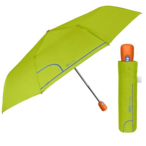Regenschirm Damen Automatik Auf Zu mit 2 Farben - Frauen Taschenschirm Sturmfest Windischer - Reise Mini Regen Schirm Klein Taschenregenschirm - Durchmesser 98 cm - Perletti (Grasgrün) von PERLETTI