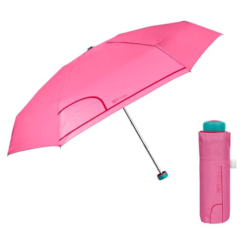Taschenschirm Regenschirm Kompakt für Damen Frauen - Minischirm Super Klein Klappbar Mädchen mit Manueller Öffnung - Damenschirm Schirm mit Etui - Durchmesser 90 cm - Perletti (Bonbonrosa) von PERLETTI