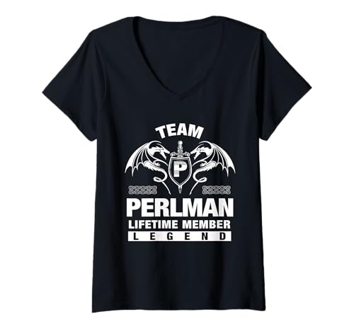 Damen Team PERLMAN - Lebenslange Mitgliedsgeschenke T-Shirt mit V-Ausschnitt von PERLMAN FAMILY IDEA GIFTS