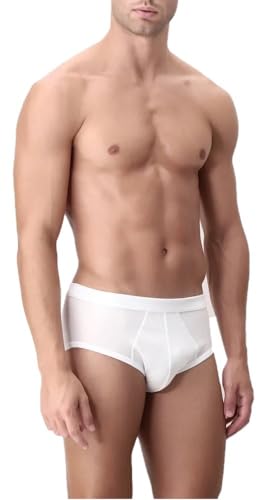 PEROFIL Mittlere Herren-Slips aus ultrafeinem Schottland-Trikot sportlicher Midi-Slip-Artikel VPRT00004, 0020 Bianco - White, I 4 - D 5 - INT M von PEROFIL