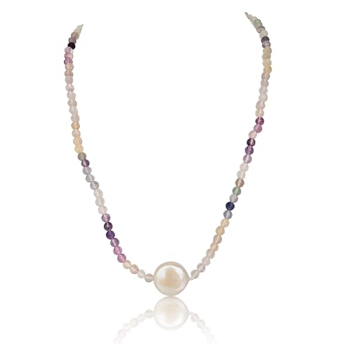 PERORNO Halskette mit Zuchtperlen, 12 mm, Fluorit, Edelsteine, 3 mm, rund, 18 K Gold, 42 cm PERORNO Halskette mit Zuchtperlen, 12 mm, Fluorit, Edelsteine, 3 mm, rund, 18 K Gold, 42 cm von PERORNO