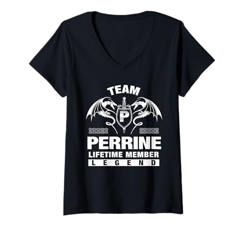 Damen Team Perrine - Lebenslange Mitgliedsgeschenke T-Shirt mit V-Ausschnitt Damen Team Perrine - Lebenslange Mitgliedsgeschenke T-Shirt mit V-Ausschnitt von PERRINE FAMILY Idea Gifts