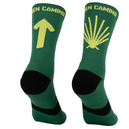 PERRO LOCO CLOTHES Camino de Santiago Anti-Blasen-Socken, geruchshemmend, Kompression, atmungsaktiv. (DE/NL/SE/PL, Numerisch, 34, 36, Regular, Regular, Grün) von PERRO LOCO CLOTHES