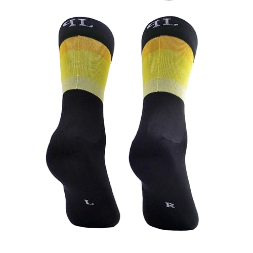 PERRO LOCO CLOTHES Originale Radsocken in limitierter Auflage. Fahrradsocken. (DE/NL/SE/PL, Numerisch, 43, 45, Regular, Regular, Schwarz Gelb) von PERRO LOCO CLOTHES