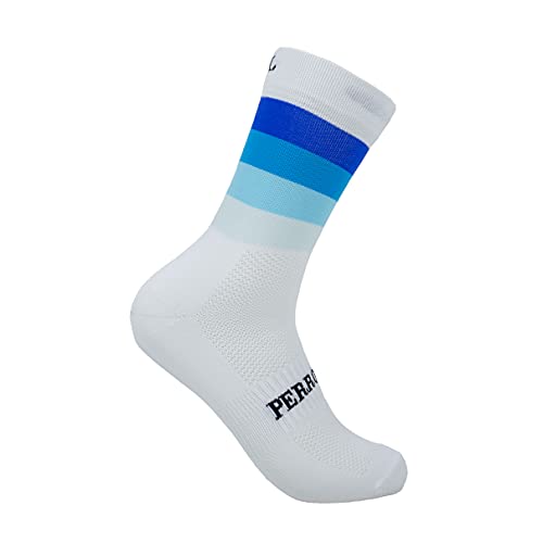 PERRO LOCO CLOTHES Originale Radsocken in limitierter Auflage. Fahrradsocken. (DE/NL/SE/PL, Numerisch, 46, 48, Regular, Regular, weiß Blau) von PERRO LOCO CLOTHES