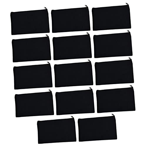 PERSELOSO 14 Stück Tragbare Federmäppchen Canvas DIY Leere Graffiti Stifte Taschen für Kosmetik Reise Bürobedarf Schwarz mit Reißverschluss von PERSELOSO