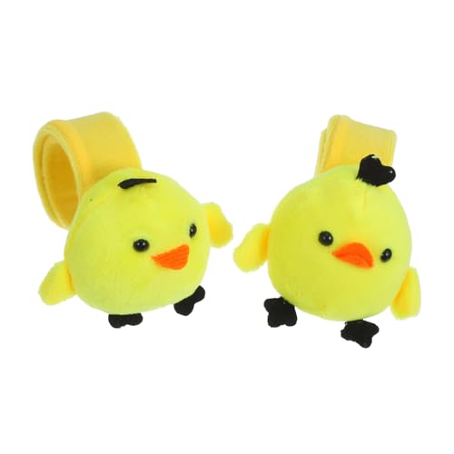 PERSELOSO 2 Stück Kuscheliges Slap Armband mit Kleinem Küken Weiches Plüschspielzeug Schlagarmband für Kindergeburtstage Partygeschenke und Hühnerfreunde von PERSELOSO