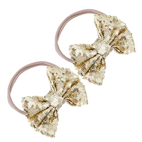 PERSELOSO 2 Stück Pailletten Haarband Mit Schleife Für Babys Und Kleinkinder Für Partys Hochzeiten Und Fotoshootings Goldfarben Vielseitige Einsatzmöglichkeiten von PERSELOSO