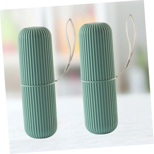 PERSELOSO 2 Stück Teiliges Tragbares Zahnbürsten und Zahnpasta Aufbewahrungsset aus Robustem Kunststoff mit Schraubverschluss und Praktischem Trageband Multifunktionaler Organizer für von PERSELOSO