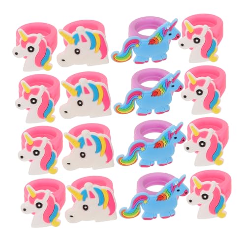PERSELOSO 20 Stck Teiliges Einhornringe für Verstellbare Finger Ringe Partygeschenk für Mädchen Dekorative Silikonringe für Festliche Anlässe Einzigartiges Design für Kleine Prinzessinnen von PERSELOSO