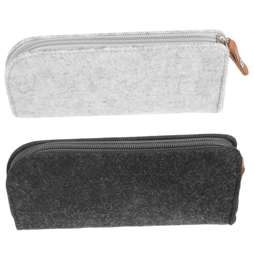 PERSELOSO 2Stücke Filz Bleistifttaschen Aufbewahrung für Schreibwaren Multifunktional und Kompakt Schule Büro und Unterwegs Große Kapazität Tiefgrau von PERSELOSO