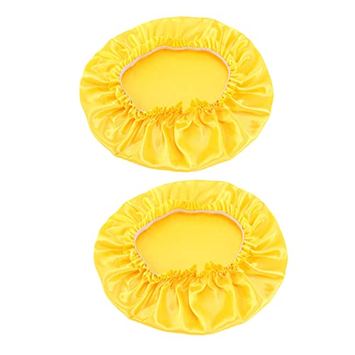 PERSELOSO 2stücke Seide Schlafmütze Rund Satin Nachthaube Haarband Gelb Damen Tragbar Für Schlaf Schminken Baden von PERSELOSO