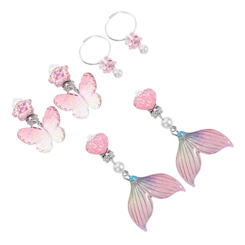 PERSELOSO 3 Paare Mädchen Ohrclips Niedliche Meerjungfrau Ohrschmuck Ohne Ohrlöcher Party Schmuck für Hautfreundlich Sicher und Einfach zu Tragen von PERSELOSO