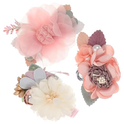 PERSELOSO 3 Stück Teiliges Blumen Haarspangen für Mädchen Dekorative Haarklammern mit Künstlichen Perlen Bequeme Haarschmuck Accessoires für Kleinkinder Festliche Haarclips für Geburtstage von PERSELOSO