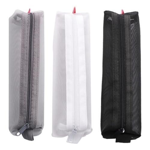 PERSELOSO 3 Stück Teiliges Stiftemäppchen Großer Kapazität mit Reißverschluss Transparente Netz stifttasche Leichter Stifteorganizer für Büro und Schule Praktische Zufällige Zufällige Farbe von PERSELOSO