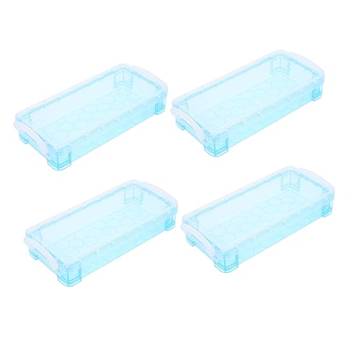 PERSELOSO 4Er-Packung Mäppchen Storage Boxes aufbwahrungs-Box ablagekasten Pencil Box aubewahrungsbox Plastikbox Stiftfälle Stifteboxen Stiftbehälter Stiftkästen Stiftorganisator Etui Blue von PERSELOSO