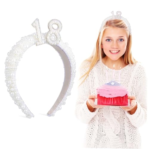 PERSELOSO Geburtstagskrone mit Perlen Elegante Tiara für Frauen Haaraccessoires für Geburtstagsfeiern Hochzeiten und Besondere Anlässe von PERSELOSO