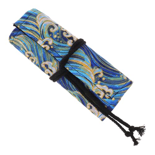 PERSELOSO Japanisches Federmäppchen aus Baumwoll Leinen mit Blumenmuster Fächer Großer Kapazität Rollenetui für Buntstifte Robustes Verschleißfestes Stiftemäppchen für Kunststudenten von PERSELOSO