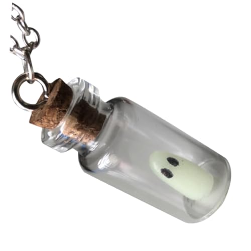 PERSELOSO Nachtleuchtende Flasche Halskette Charmante Glasflasche Anhänger Halskette für Damen Stilvolles Halloween Schmuckstück Leuchtet im Dunkeln Handgefertigtes Design aus Leichtem von PERSELOSO