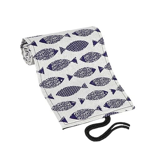 PERSELOSO Entzückende Bleistiftverpackung Rolle up Hülle Halter Für Jungen Und Mädchen 48 Slots Tragbare Stifterolle Aus Canvas Im Cartoon Saury Design Für Schule Und Büro Vielseitiger von PERSELOSO