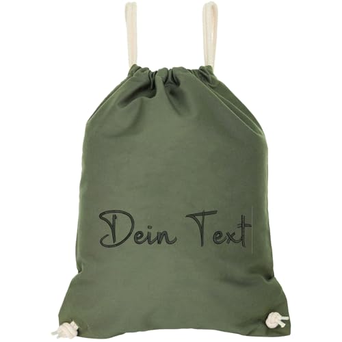 Turnbeutel zum personalisieren - Individuelle Beuteltasche Männer/Frauen Gym Bag mit deinem Text - Beuteltasche selbst gestalten - Sportbeutel mit Kordelzug Rucksack (Bag custom green) von PERSOGO