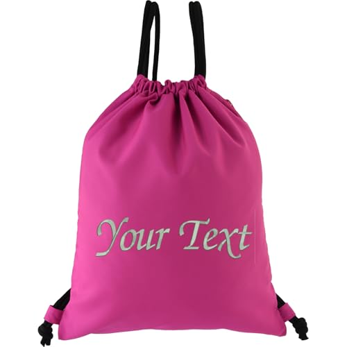 Turnbeutel zum personalisieren - Individuelle Beuteltasche Männer/Frauen Gym Bag mit deinem Text - Beuteltasche selbst gestalten - Sportbeutel mit Kordelzug Rucksack (Bag custom pink) von PERSOGO