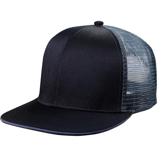 Snapback Kappe, Trucker Cap, verstellbare Netzkappe für Herren, stylische Mesh Cap Unisex Streetwear Mütze, Baseballkappe schwarz/grau von PERSOGO