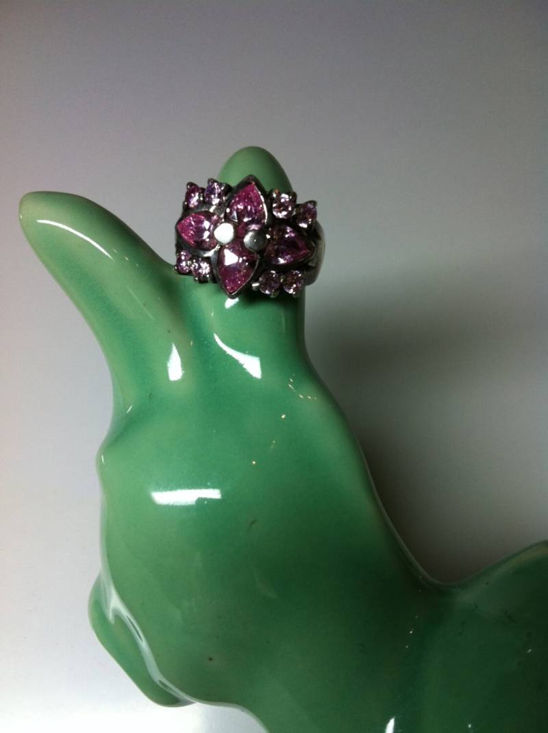 1950S Rosa Blume Topas 925 Sterling Silber Ring, Größe 7, 5, Blumen Rosa Ring 1950S Rosa Blume Topas 925 Sterling Silber Ring, Größe 7, 5, Blumen Rosa Ring von PERSONALimage