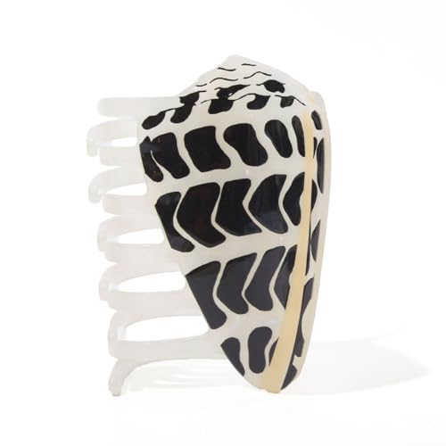 Große Haarklammer mit Digitaldruck - Schwarz Schildpatt & Meeresschnecken (Textil-/Hebrew-Kegel), 2-in-1 Accessoire für Urlaub (8,3cm) von PERSONFUN