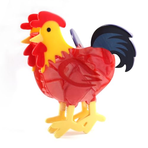 Haarklammer in Hühnerform, Tier-Haarspange, großer Hahn, Haarspange in Tierform, Haarspangen für Damen, Acetat-Tier-Haarspangen für Mädchen, große Klauen-Haarspangen von PERSONFUN