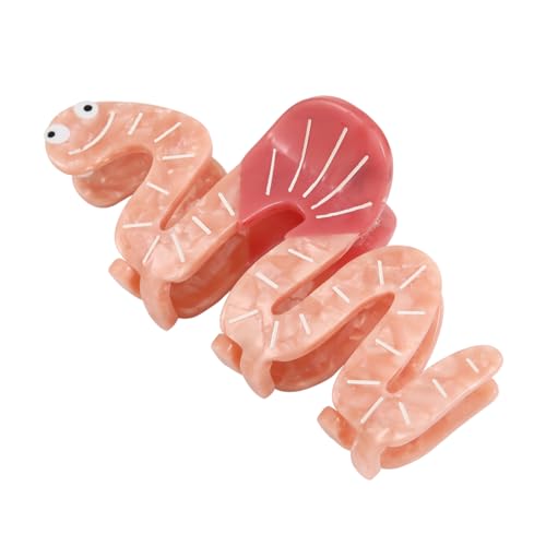 Niedliche Wurm-Haarkralle-Clip rosa Acetat Smiley-Gesicht Design Haarkralle für Frauen Mädchen Geschenk von PERSONFUN