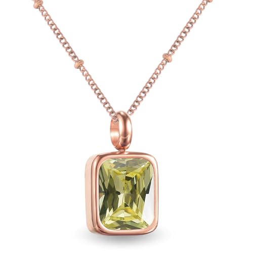 Geburtsstein Kette Damen abnehmbar 12 Monatssteine mit Bedeutung 18K vergoldete Halskette in Gold Roségold Weißgold Geschenkidee für Frauen Mädchen zu Geburtstag Valentinstag (August, Rosegold) von PERSONOVA