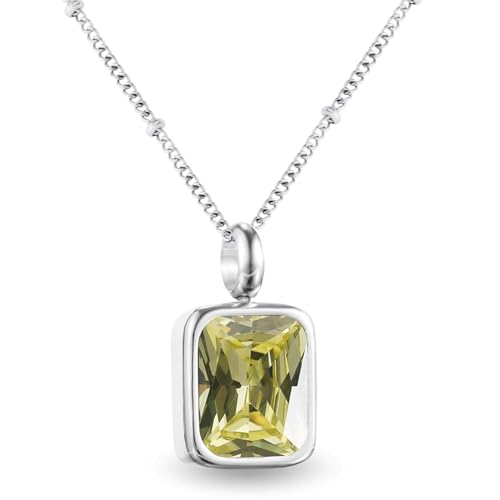 Geburtsstein Kette Damen abnehmbar 12 Monatssteine mit Bedeutung 18K vergoldete Halskette in Gold Roségold Weißgold Geschenkidee für Frauen Mädchen zu Geburtstag Valentinstag (August, weißgold) von PERSONOVA