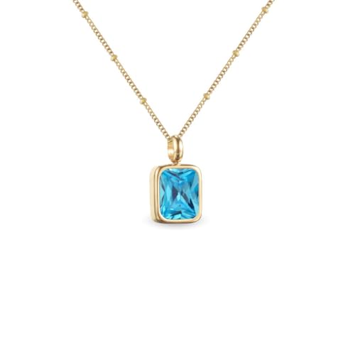 Geburtsstein Kette Damen abnehmbar 12 Monatssteine mit Bedeutung 18K vergoldete Halskette in Gold Roségold Weißgold Geschenkidee für Frauen Mädchen zu Geburtstag Valentinstag (Dezember, gold) von PERSONOVA